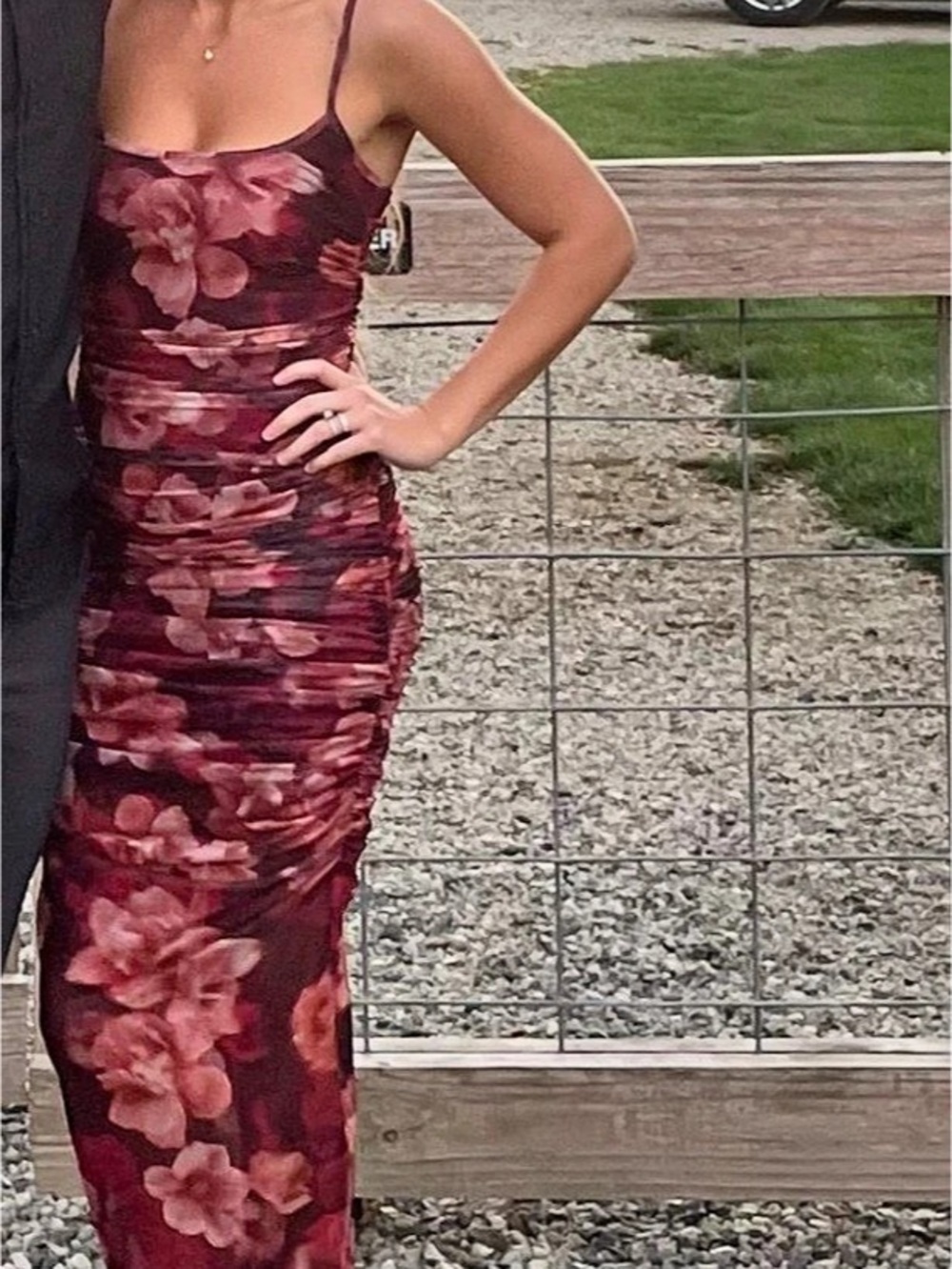 Runaway The Label Floral Ruched Maxi Dress in Wine Floral